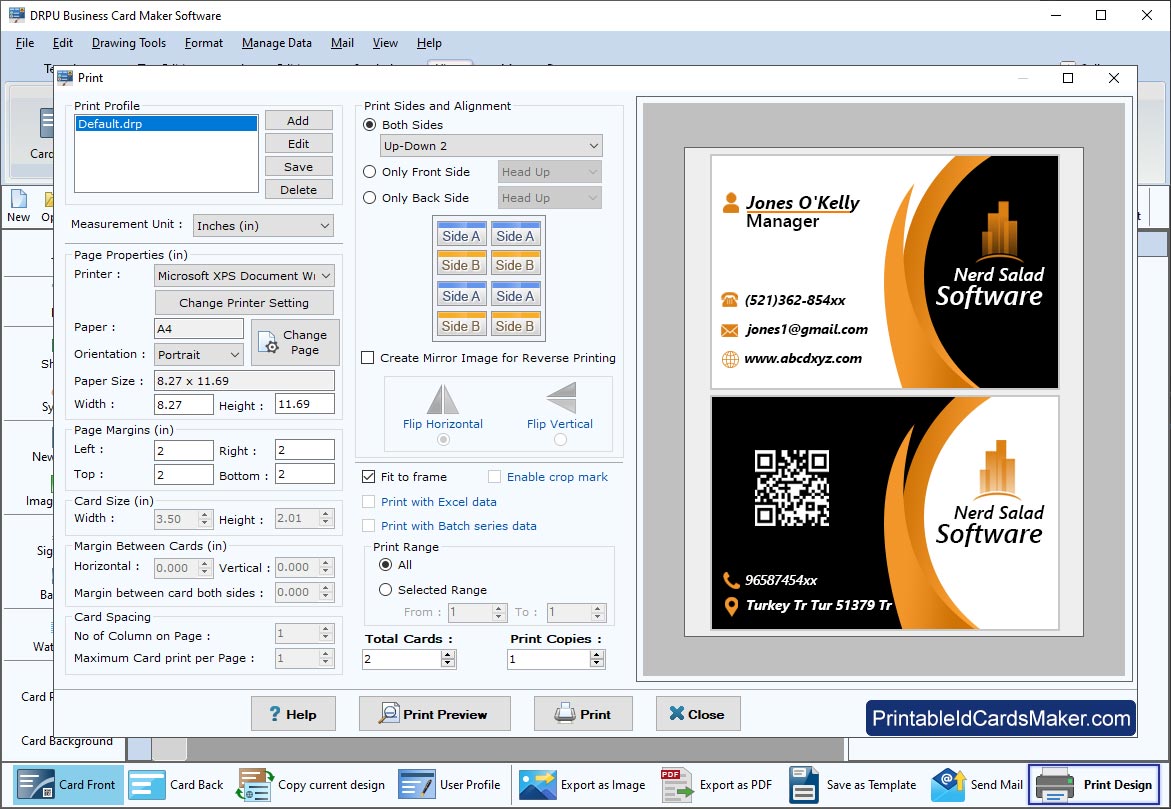 Business Cards Maker Software screenshots for how to make business cards