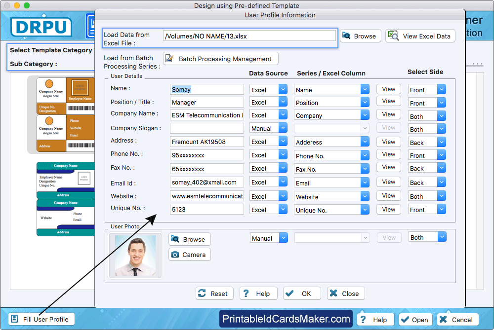 ID Card User Profile Information