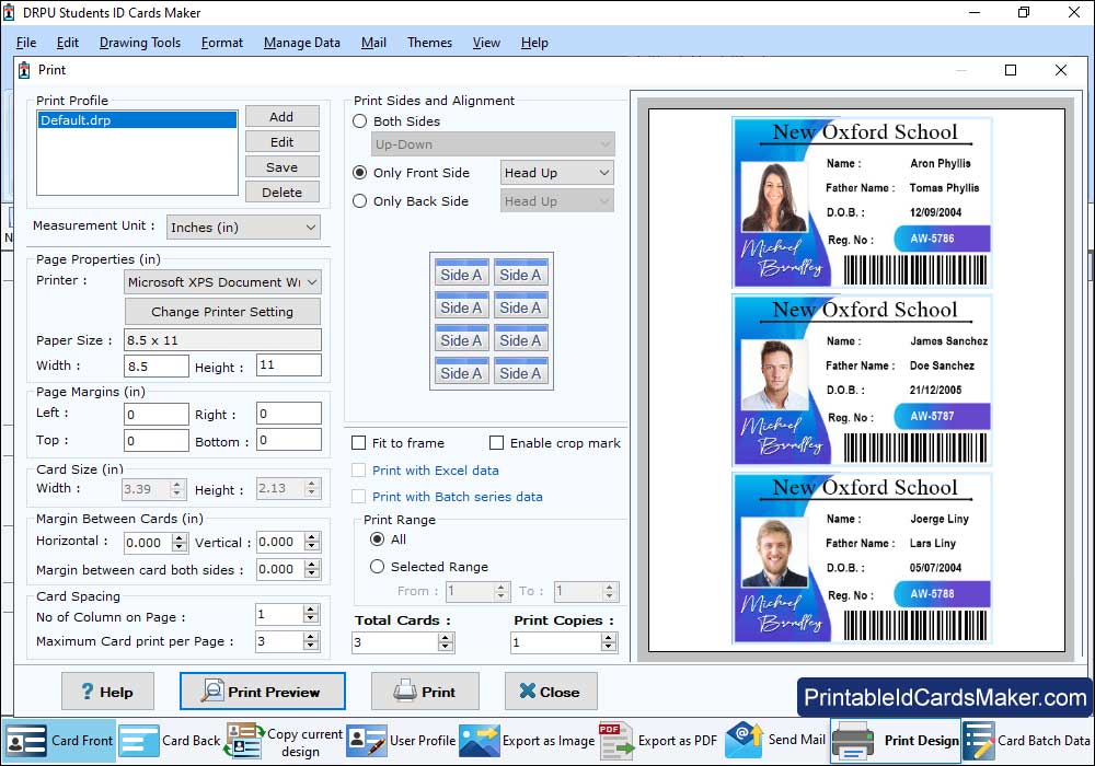 Print Settings Format